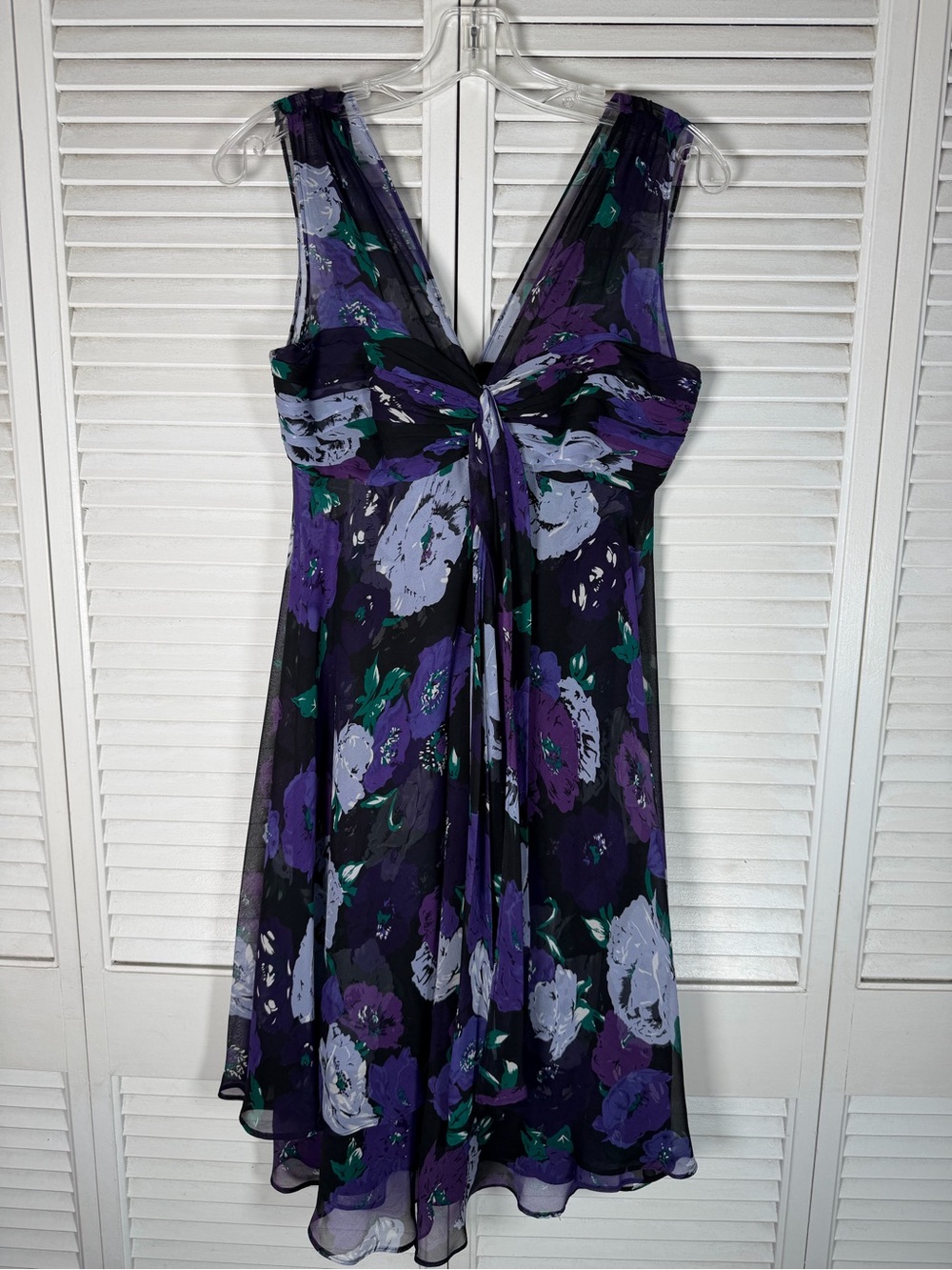 Donna Ricco 100% Silk Chiffon Floral Dress Fit Flare Sheer Straps Size 4